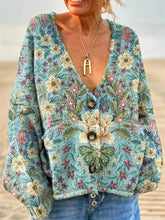 Women's Lovely Floral Art Print Casual Pullover Sweater